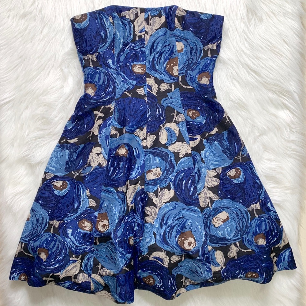 SOLD-Anthropologie Watercolor Rose Strapless Dress - Picture 3 of 8